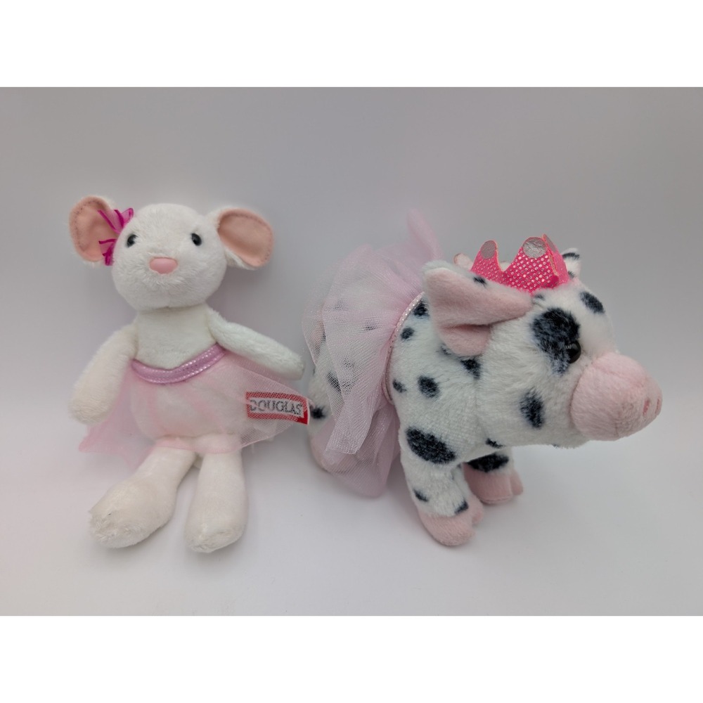 Douglas Ballerina Pig Mouse Plush White Tutu Ballet Lot Stuffed Animal Toy